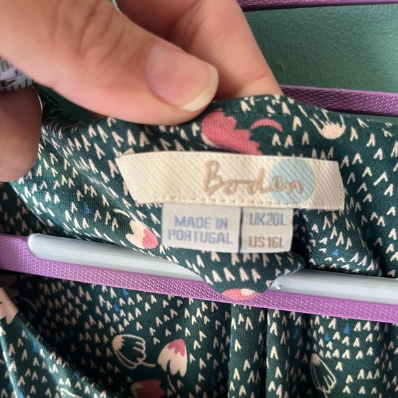 Boden Anna Jersey Floral polka dot Belted Midi Dress Green Women's Size 16 Long - Picture 5 of 16